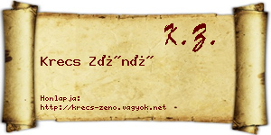 Krecs Zénó névjegykártya